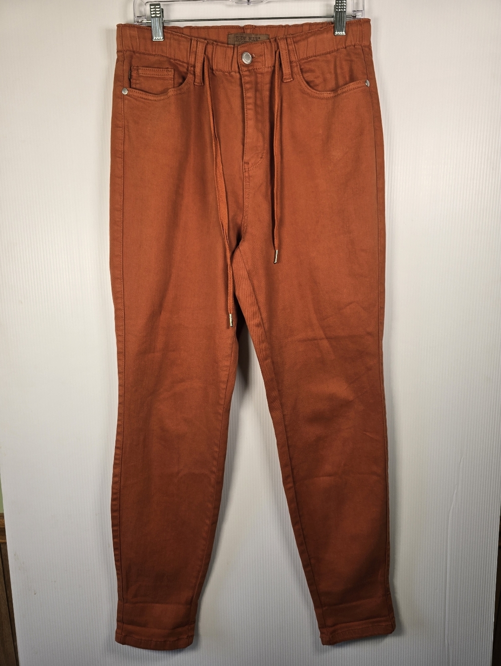 Judy Blue HighWaist GarmentDyed Auburn Orange DoubleCuff Jogger Denim Jeans 9/29 - Picture 2 of 16